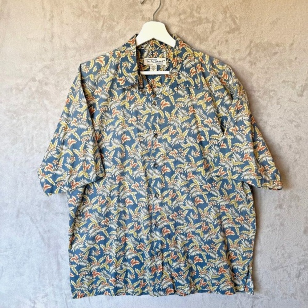 Tori Richard Hawaii USA Cotton Lawn Camp Shirt Mens L Tropical Floral Resort